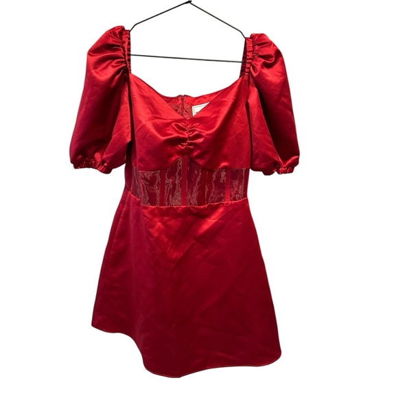 Like new! Autumn Adeigbo Clarette Tafetta Cutout Boning Puff Sleeve Dress - Picture 4 of 8